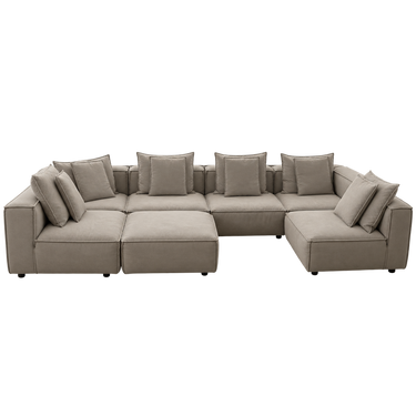 Arhaus Coburn Modular Sectional: front view, rendered from real photos