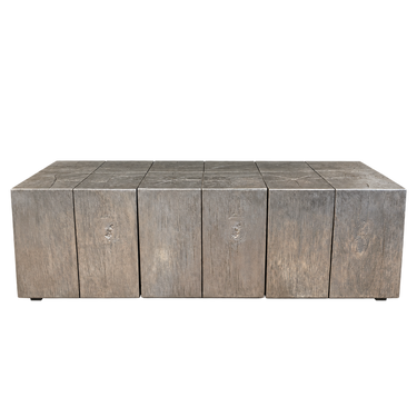 Z Gallerie Timber Media Console: front view, rendered from real photos