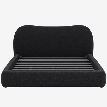 CB2 Diana Teddy Black Bouclé Bed: front view, rendered from our photos of this piece