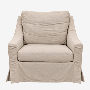 Restoration Hardware Skirted Slipcovered Armchair: front view, rendered from our photos of this piece