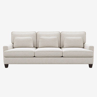Baker Barbara Barry 3-Cushion Sofa: front view, rendered from our photos of this piece