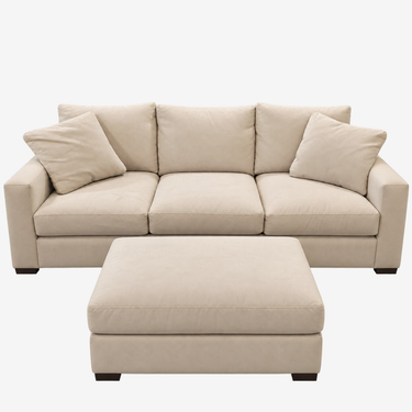 Room & Board Metro 88-Inch Sofa & Ottoman: front view, rendered from our photos of this piece
