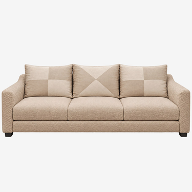 Donghia Low Arm Upholstered Sofa: front view, rendered from our photos of this piece