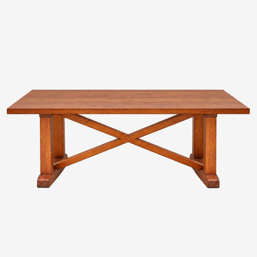 Room & Board Cherry Trestle Dining Table: front view, rendered from our photos of this piece