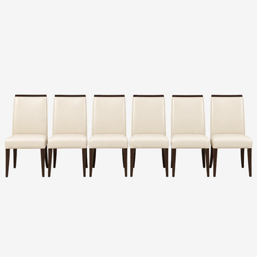 Cantoni High-Back Leather Dining Chairs: front view, rendered from our photos of this piece