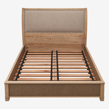 Arhaus Addison Natural Wood Queen Bed: front view, rendered from our photos of this piece