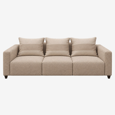Donghia Low Arm Upholstered Sofa: front view, rendered from our photos of this piece