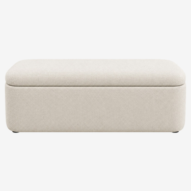 Crate & Barrel Anneli Upholstered Storage Bench: front view, rendered from our photos of this piece