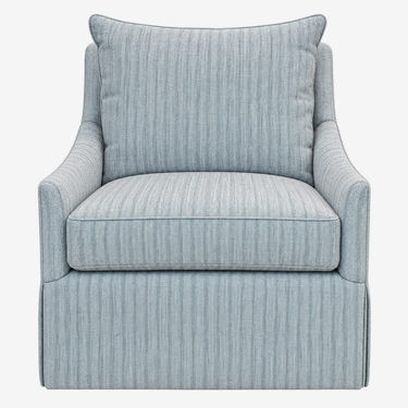 CR Laine Enzo Blue Striped Swivel Chair: front view, rendered from our photos of this piece