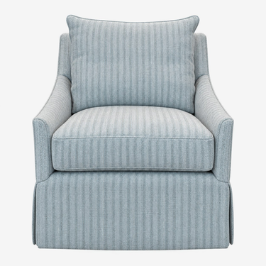 CR Laine Enzo Blue Striped Swivel Chair: front view, rendered from our photos of this piece