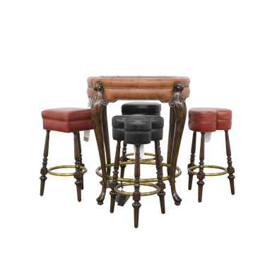 shop Maitland-Smith Maitland-Smith Leather Pub Table & Card-Suit Stools Set online