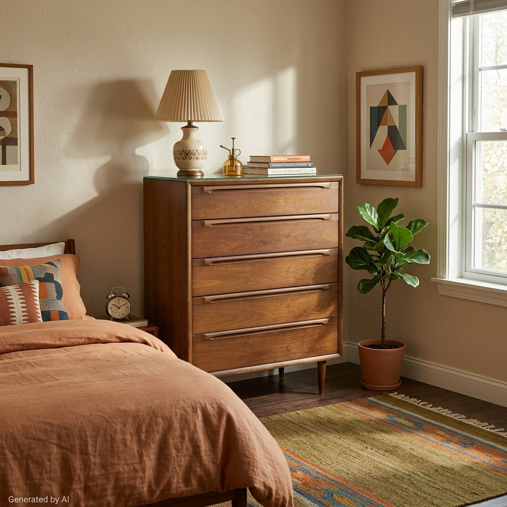 Mid-Century Modern Walnut Tallboy Dresser – Second Edition Mid-Century Modern Walnut Tallboy Dresser – Second Edition